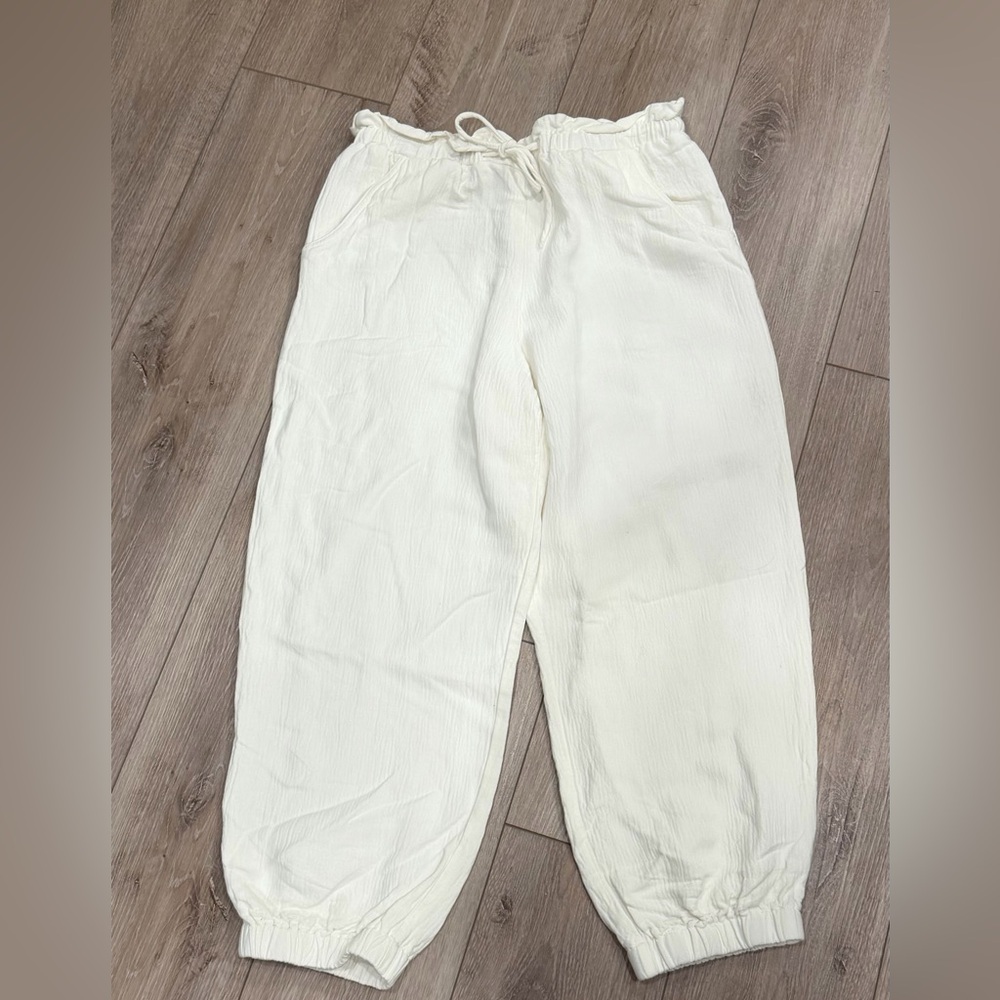 Zara Cream Elastic Waist Pants